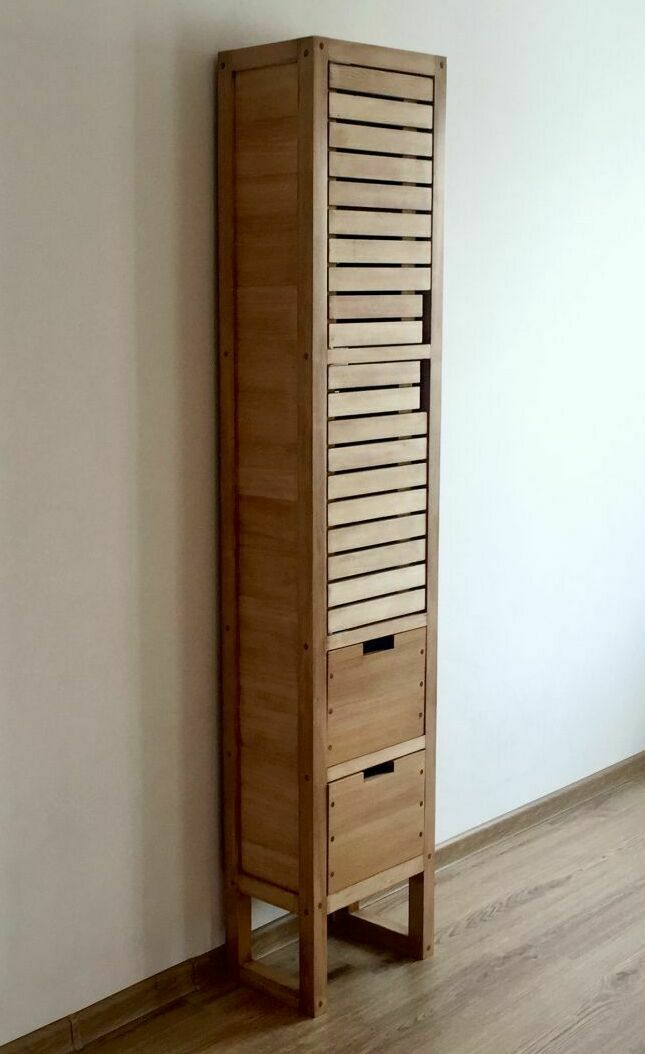 Пенал из дерева 001, массив пихты, деревянная мебель в ванную комнату - мастерская Андрея Тахмазян Пенал из дерева 001, массив пихты